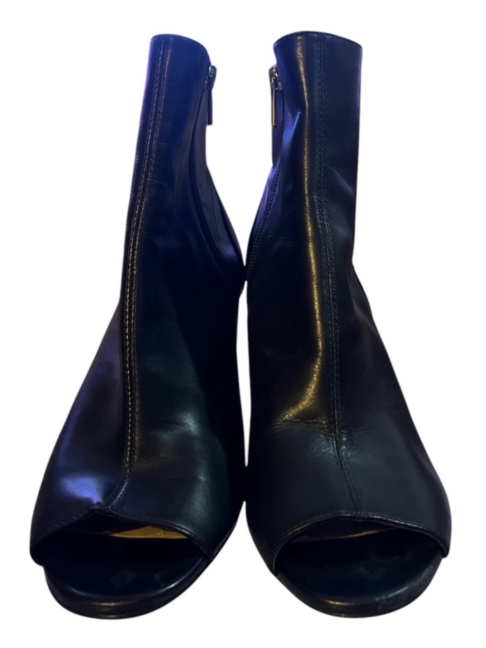 DKNY Black Leather Peep-Toe Ankle Booties